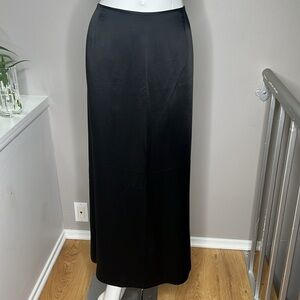 Carmen Marc Valvo Sz 16 Black Silk Satin Fully Lined Formal Maxi Skirt